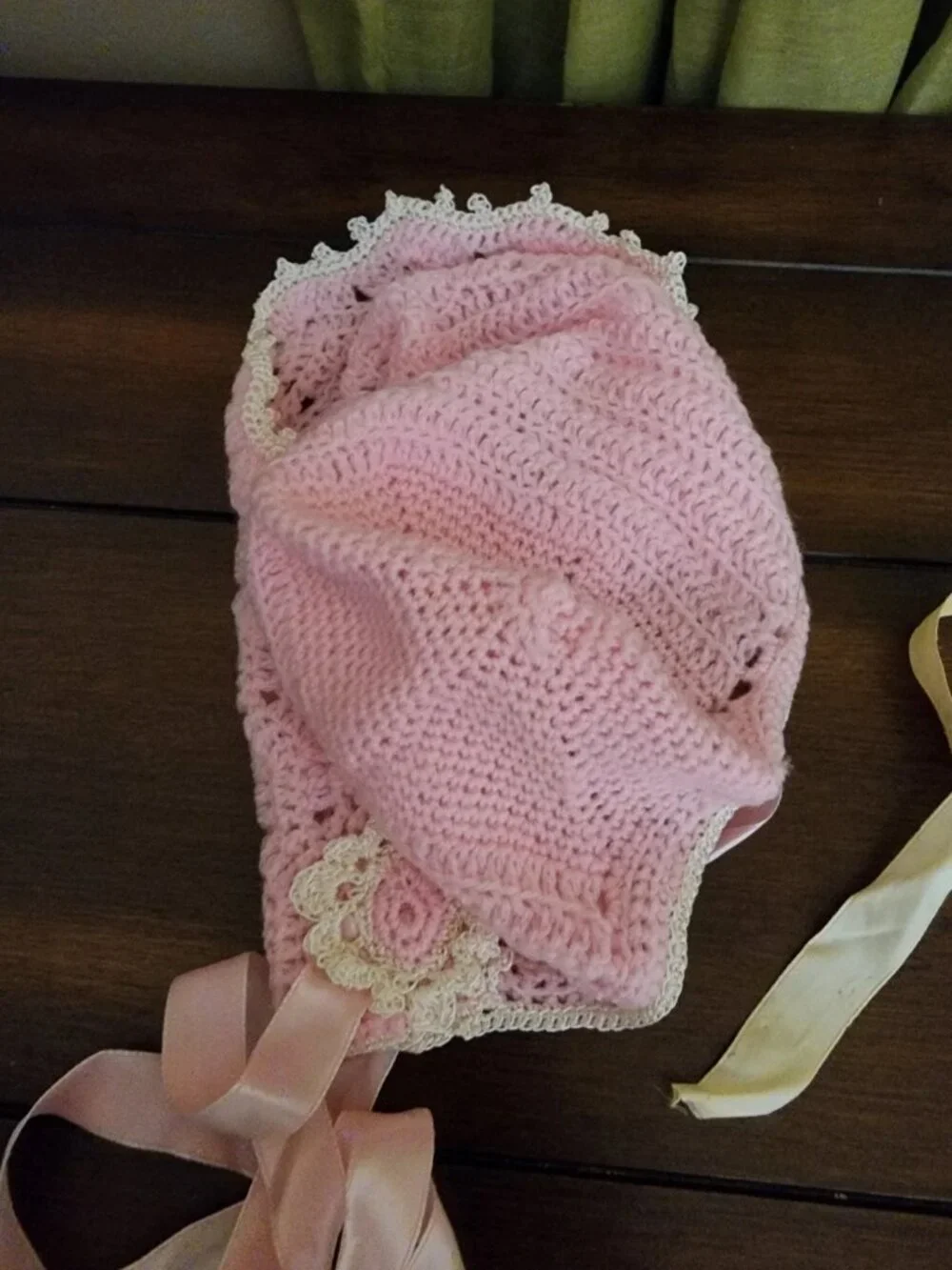 Baby's Pink Handmade Crocheted Bonnet